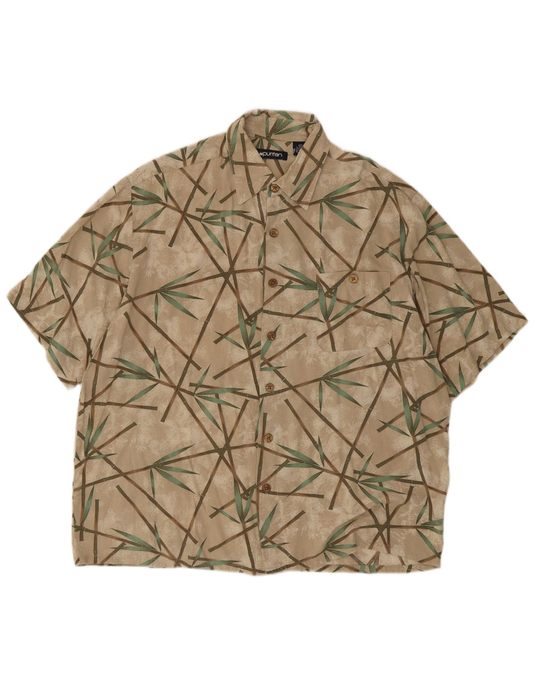 Camicia a maniche corte da uomo Puritan con motivo astratto taglia 42/44 grande beige