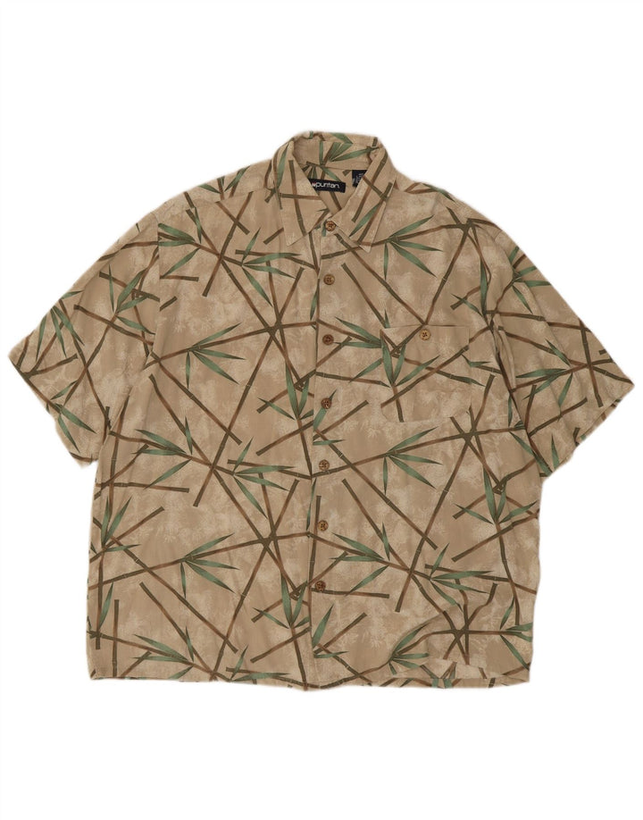 Camicia a maniche corte da uomo Puritan con motivo astratto taglia 42/44 grande beige