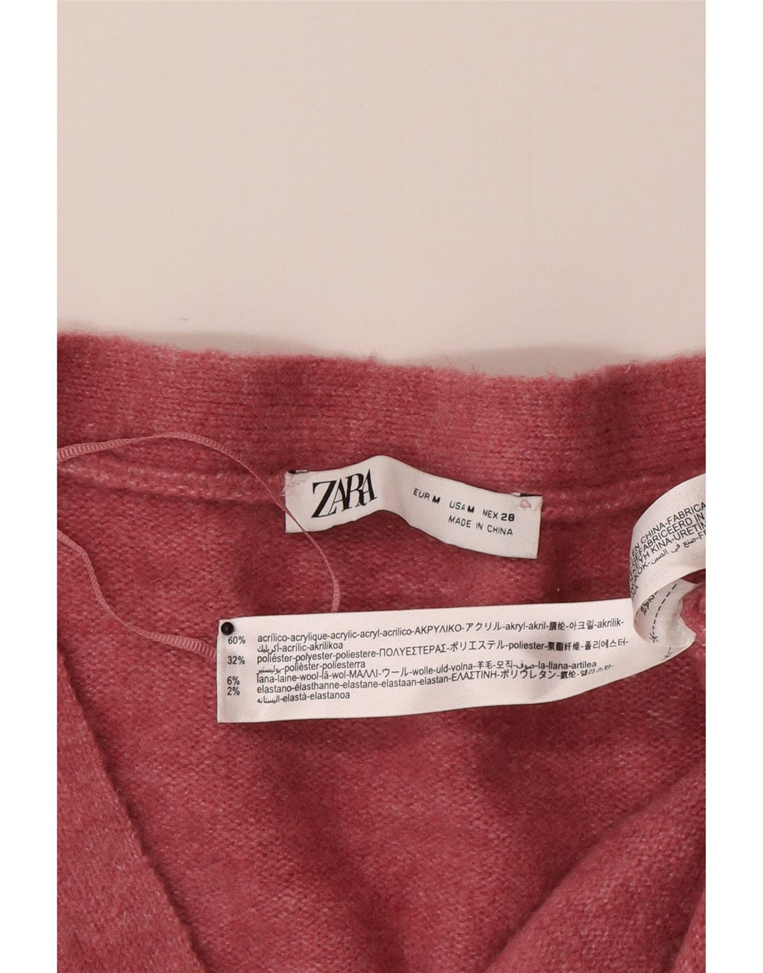 Maglione cardigan oversize da donna Zara UK 14 Acrilico rosa medio