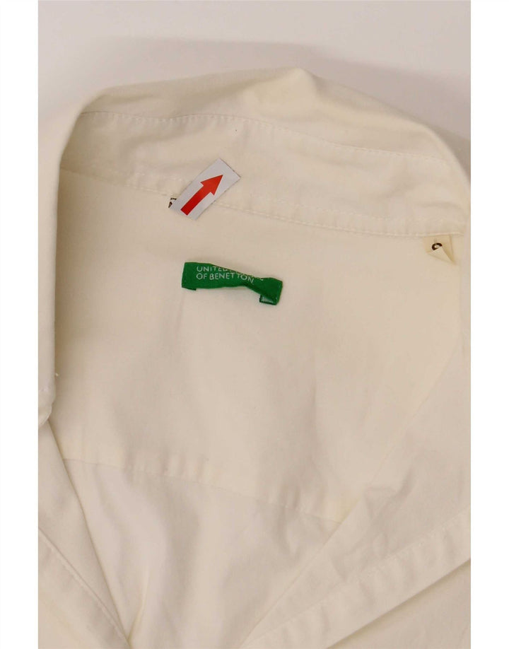 Camicia pullover da donna Benetton UK 10 piccola in cotone bianco