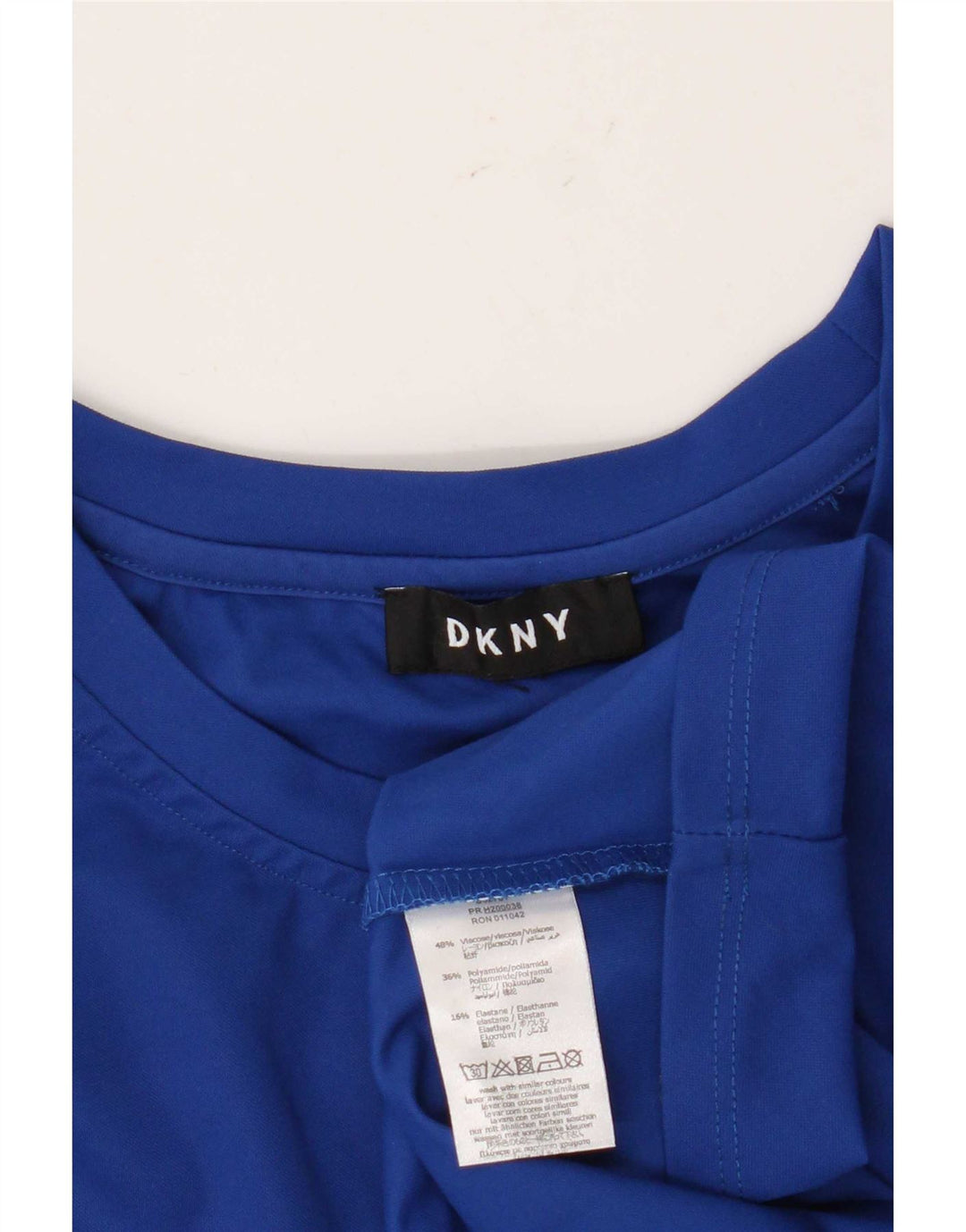 Dkny Top tunica a maniche lunghe con grafica da donna UK 14 Viscosa blu medio