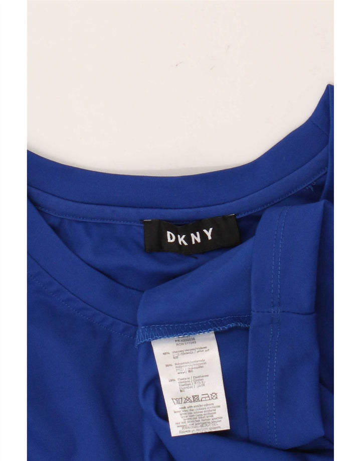 Dkny Top tunica a maniche lunghe con grafica da donna UK 14 Viscosa blu medio