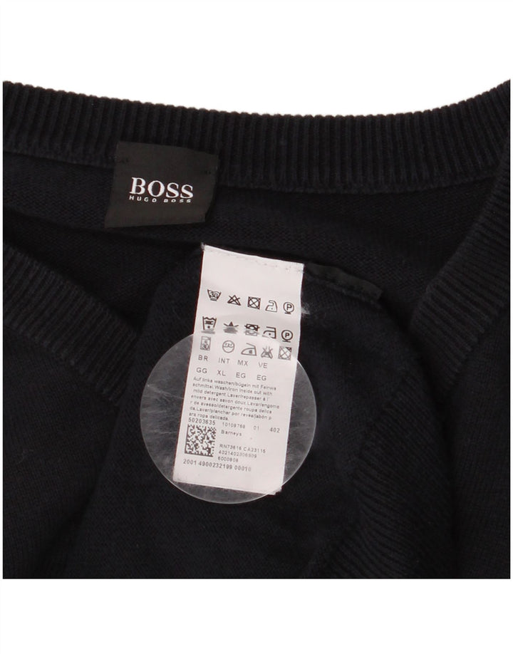 Maglione da uomo HUGO BOSS con scollo a V XL in cotone blu navy