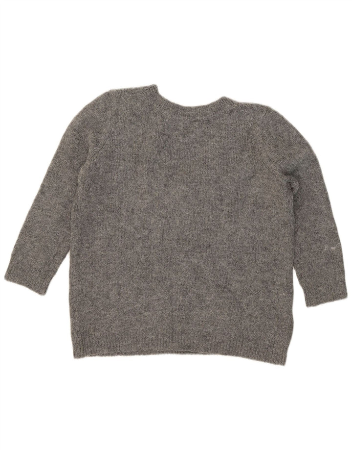 Maglione Zara da donna con scollo a V grafico UK 10 piccolo grigio