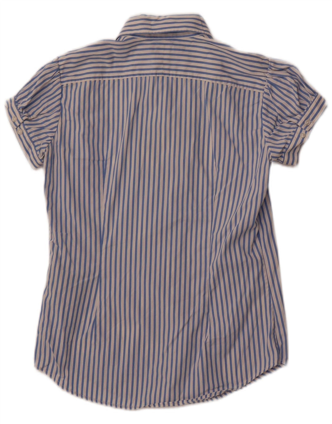 Camicia a maniche corte da donna Ralph Lauren US 4 piccolo cotone gessato blu