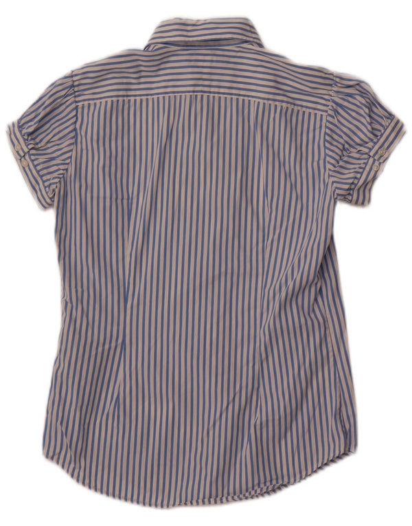 Camicia a maniche corte da donna Ralph Lauren US 4 piccolo cotone gessato blu