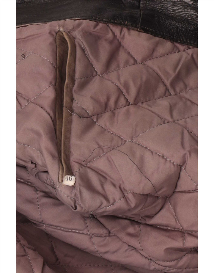 Giacca in pelle militare vintage da uomo IT 46 piccola nera