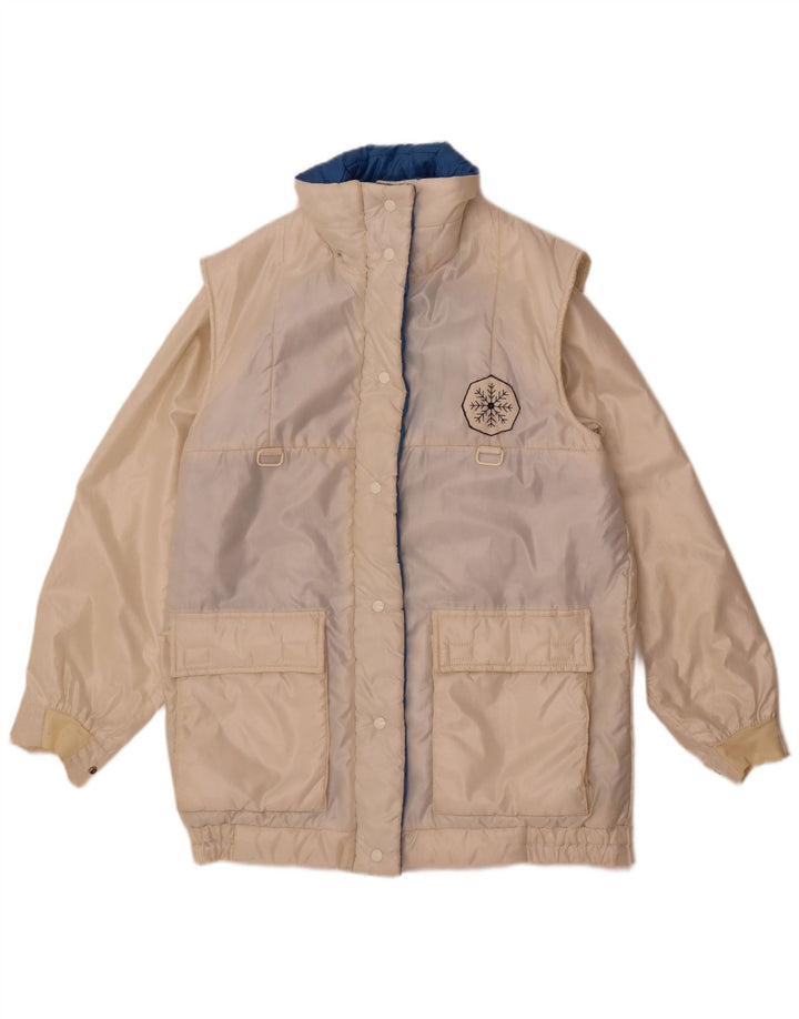 Impermeabile vintage da donna UK 14 medio bianco