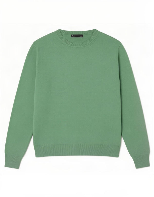 Maglione maglione girocollo da donna Marks & Spencer UK 12 Acrilico verde medio
