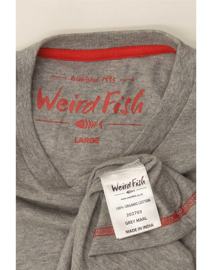 T-shirt da uomo Weird Fish Top grande in cotone grigio