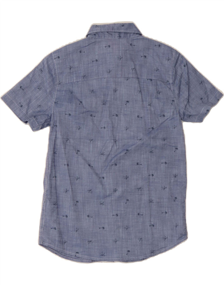 PENGUIN Boys Abstract Pattern Short Sleeve Shirt 8-9 Years Medium Blue Vintage Penguin and Second-Hand Penguin from Messina Hembry 