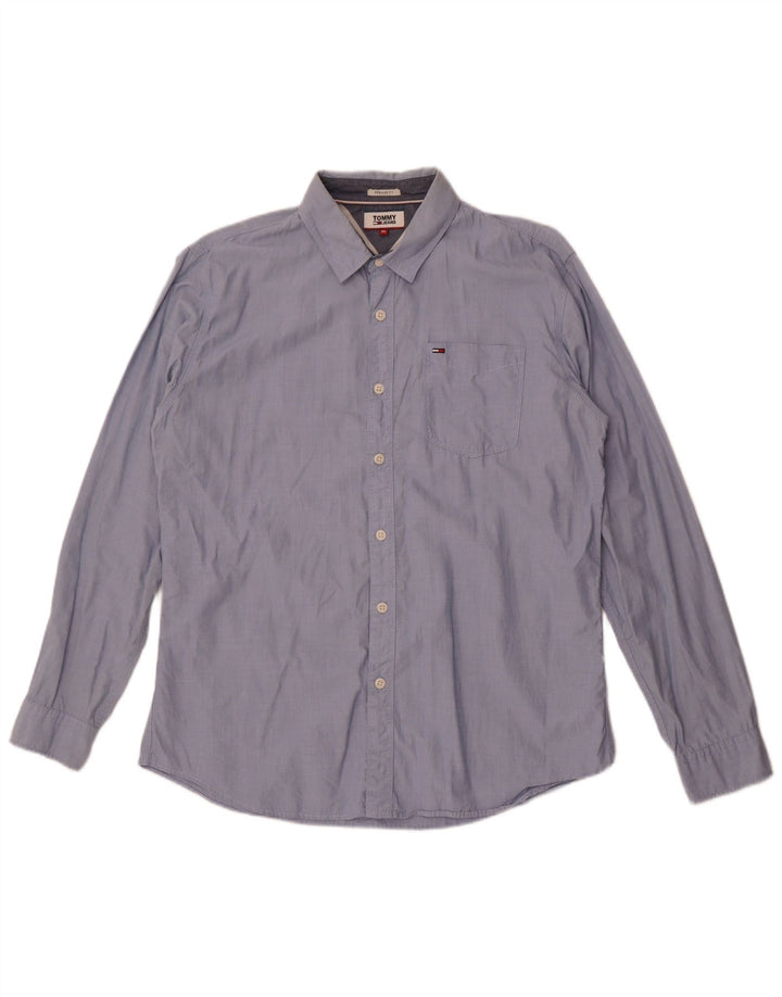 Camicia da uomo Regular Fit Tommy Hilfiger XL in cotone blu