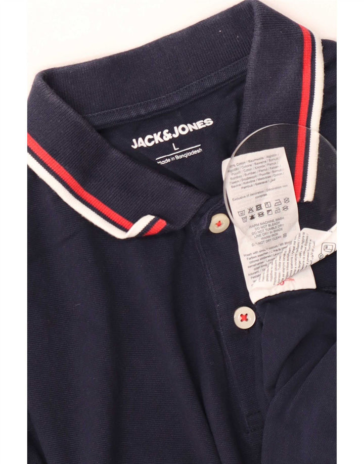 Polo da uomo Jack & Jones grande in cotone blu navy