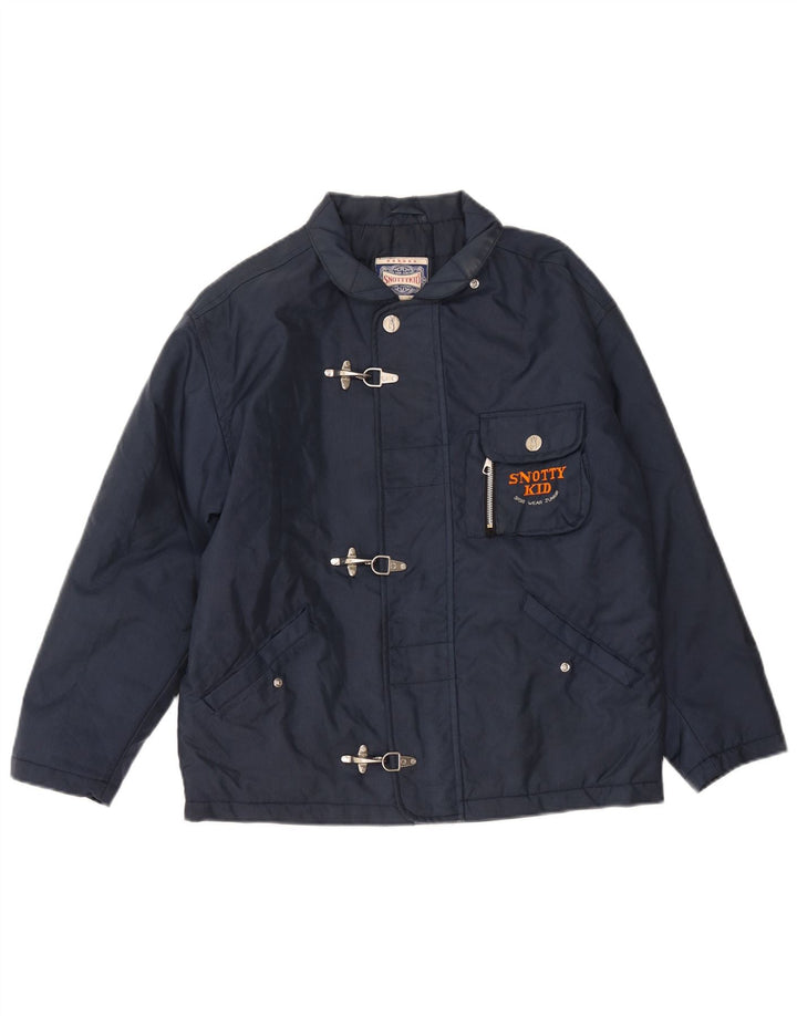Cappotto vintage da ragazzo giacca a vento 11-12 anni in poliammide blu navy