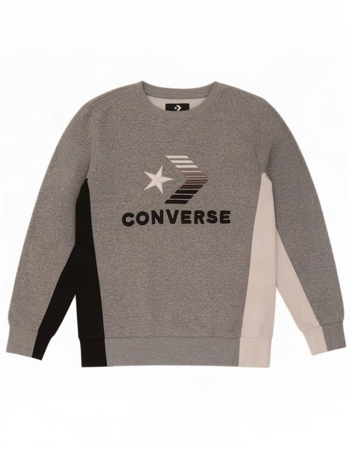 Felpa con grafica Converse per ragazzi, 12-13 anni, grande, color grigio