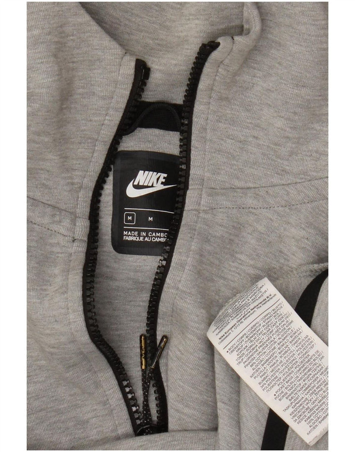 Felpa con cappuccio e zip Nike da uomo in cotone screziato grigio medio