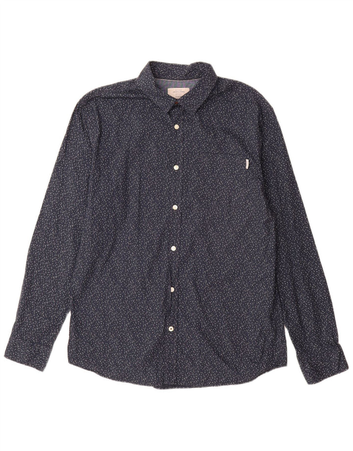 Camicia da uomo Jack & Jones XL in cotone maculato blu navy
