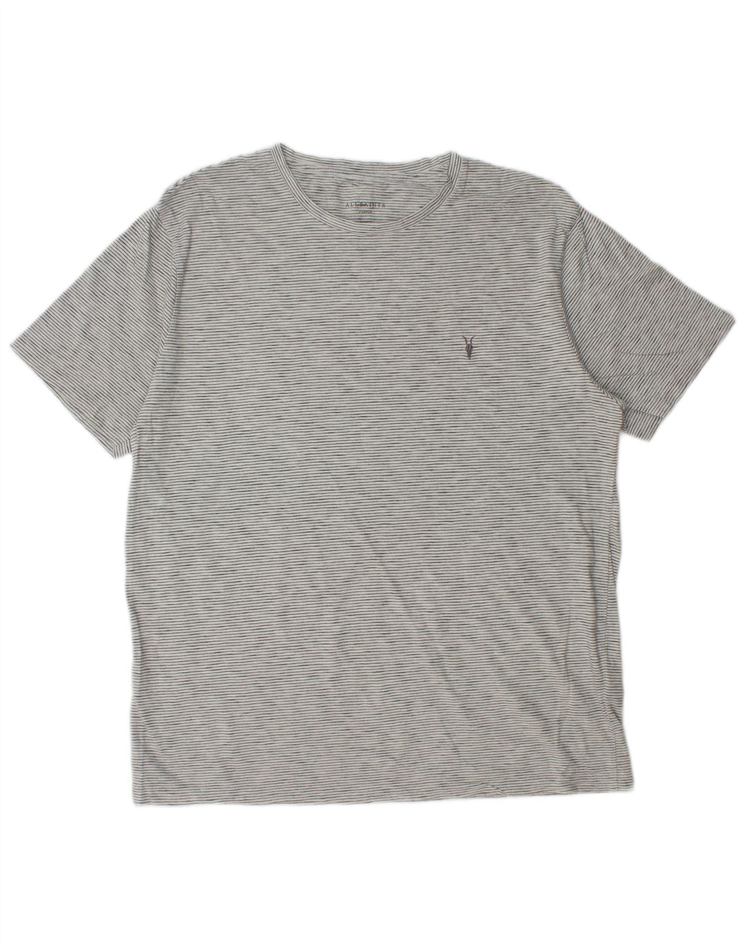 T-shirt da uomo All Saints Top XL in cotone a righe grigie