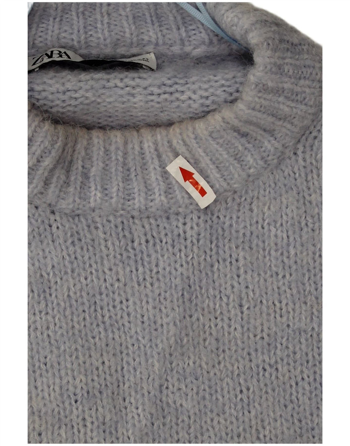 Maglione maglione girocollo oversize da donna Zara UK 18 XL poliestere blu