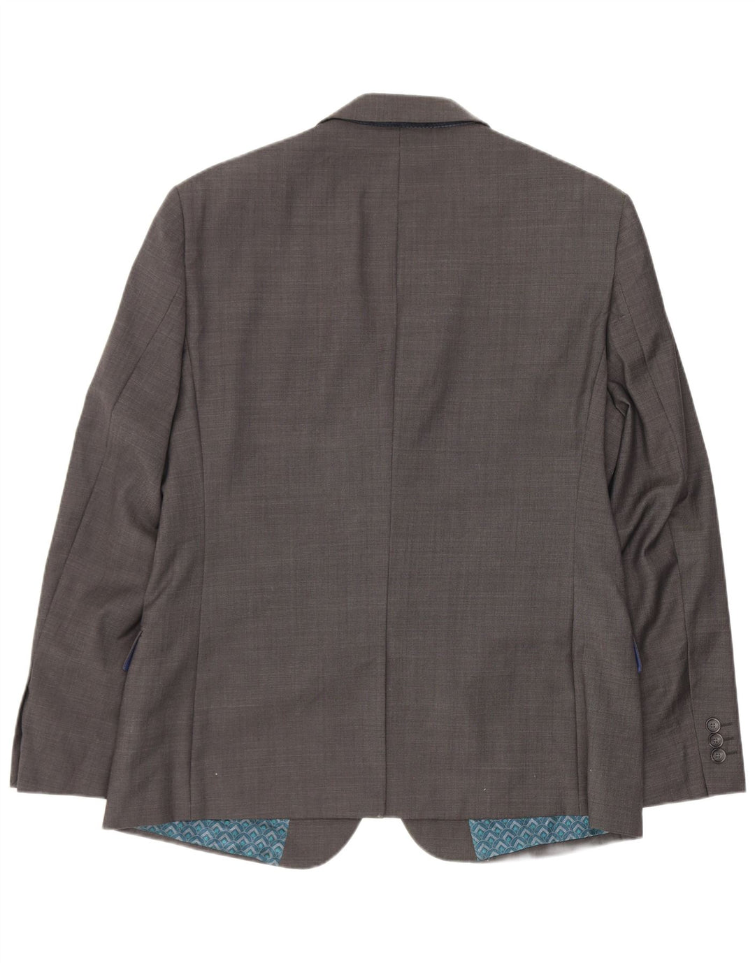 Giacca blazer corta da uomo a 2 bottoni Ted Baker UK 40 grande lana grigia