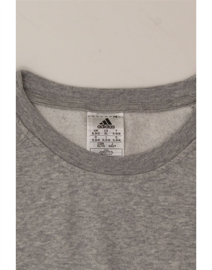 ADIDAS Womens Oversized Sweatshirt Jumper UK 20/22 XL Grey Cotton Vintage Adidas and Second-Hand Adidas from Messina Hembry 