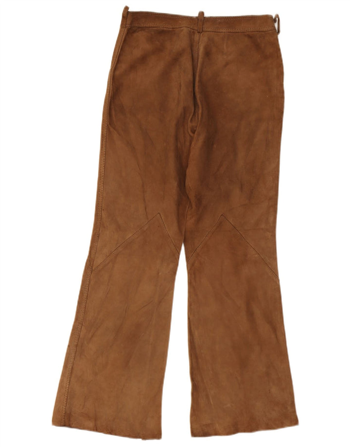 Pantaloni vintage da donna in pelle scamosciata svasata W26 L26 Beige