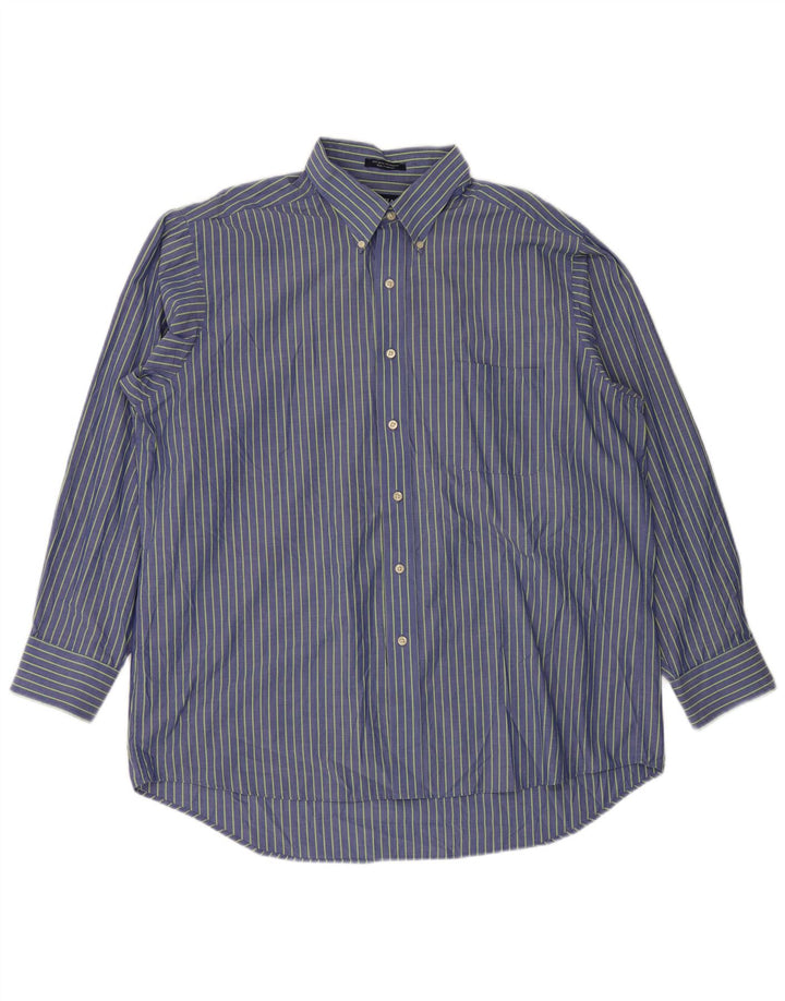 Camicia da uomo Chaps taglia 17 1/2 XL cotone a righe blu