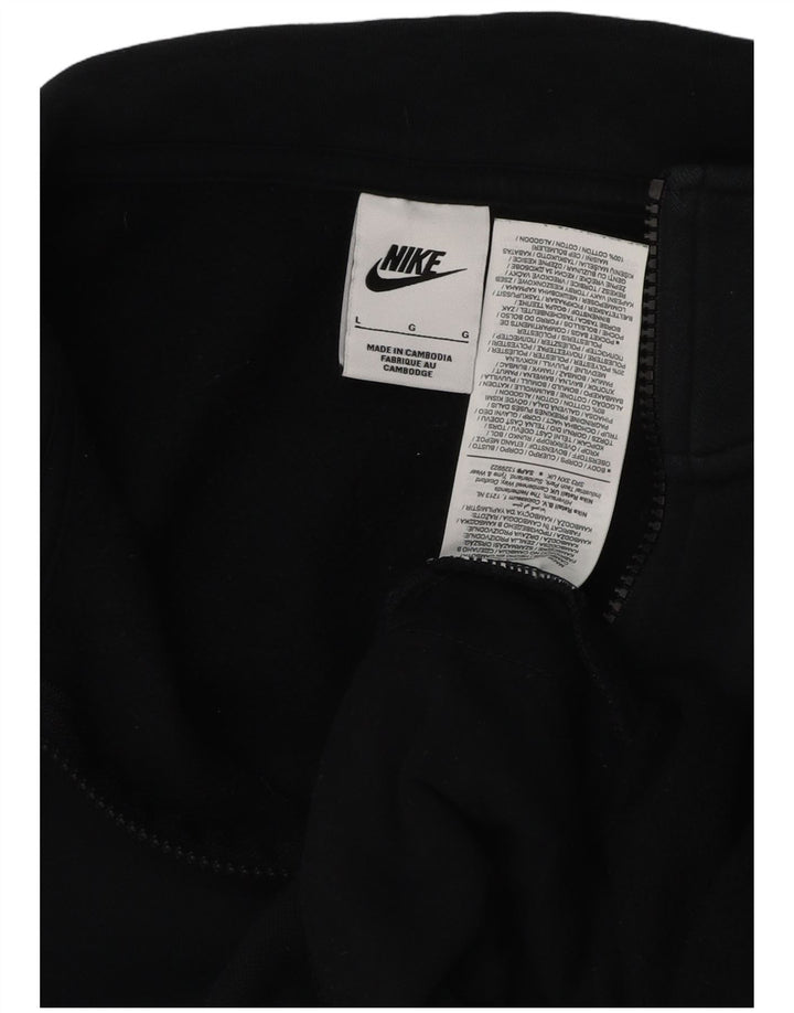 NIKE Felpa da uomo con collo con zip, maglione grande, cotone nero