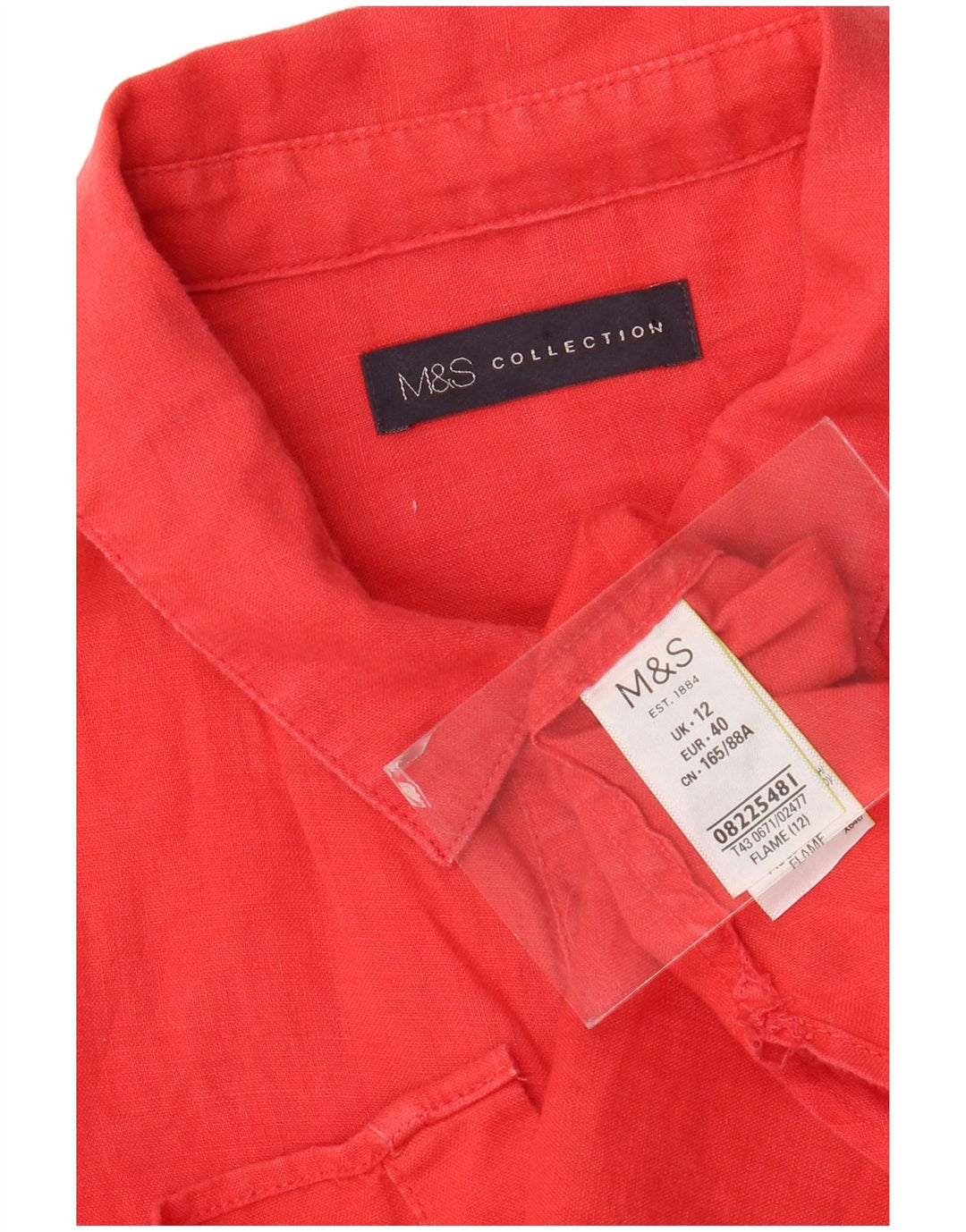 MARKS & SPENCER Camicia senza maniche da donna UK 12 Lino rosa medio