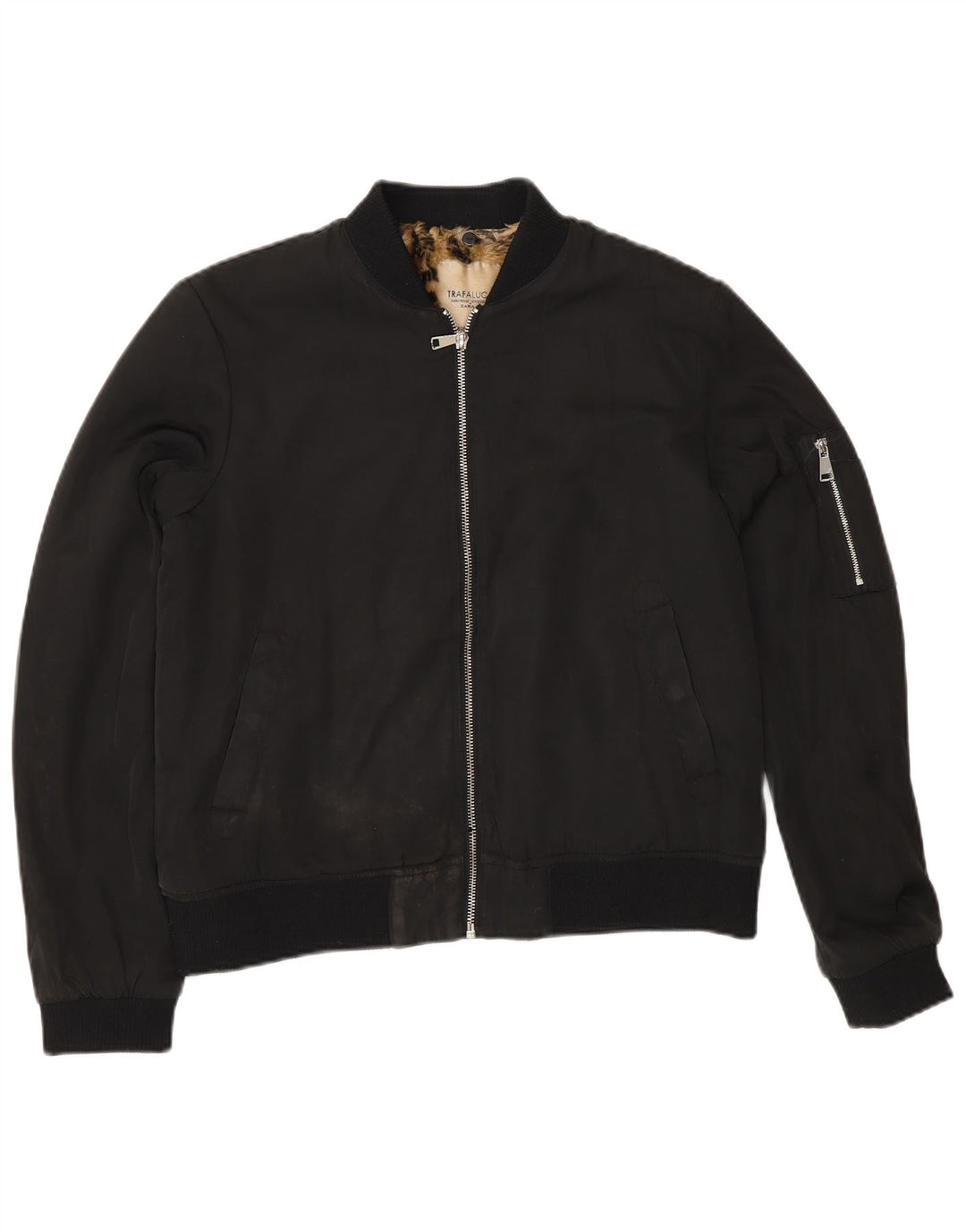 Giubbotto bomber Sherpa da donna Zara UK 14 poliestere nero medio
