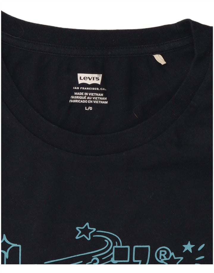 T-shirt grafica da donna Levi's Top UK 14 Large Blu Navy