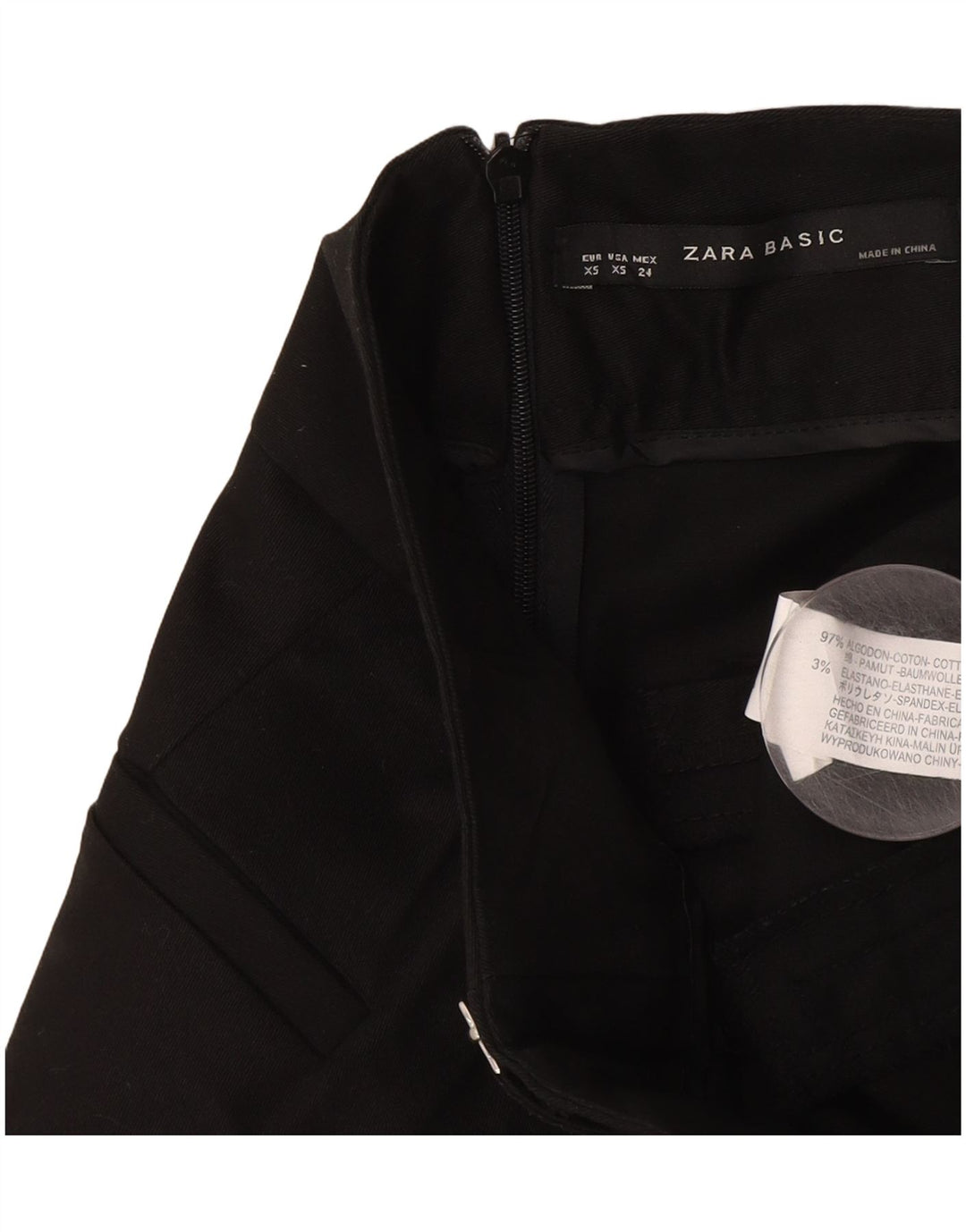 Gonna a trapezio da donna Zara XS W24 cotone nero