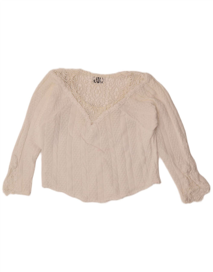 Top corto da donna con motivo astratto Marilu UK 10 piccolo bianco