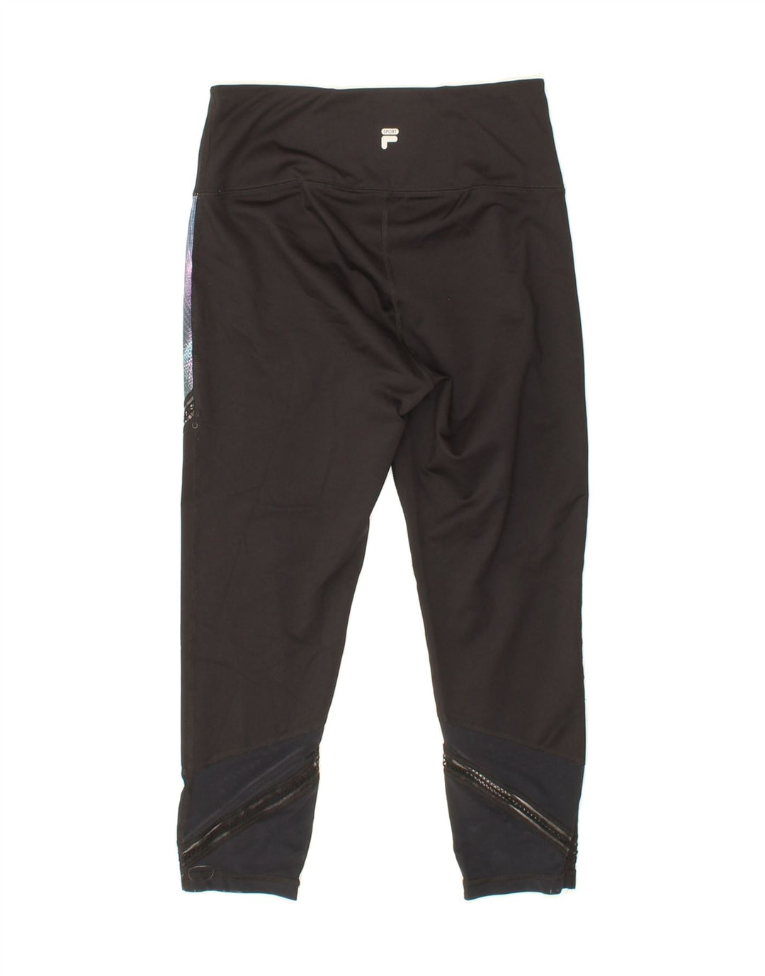 FILA Womens Leggings UK 10 Small  Black Colourblock Polyester Vintage Fila and Second-Hand Fila from Messina Hembry 