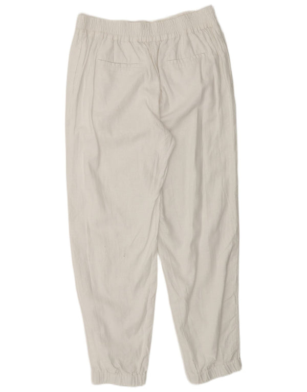 MONSOON Pantaloni casual affusolati da donna UK 10 Small W28 L28 Lino bianco