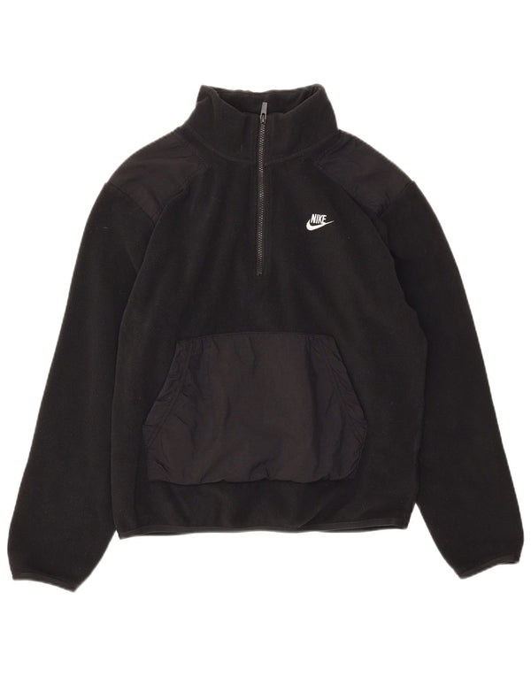 Maglione in pile da donna Nike con collo corto e zip UK 10 piccolo poliestere nero