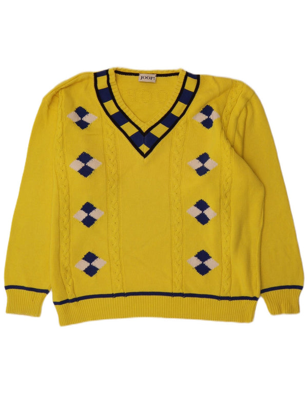 Maglione Joop da uomo con scollo a V IT 54 XL Giallo Argyle/Diamante