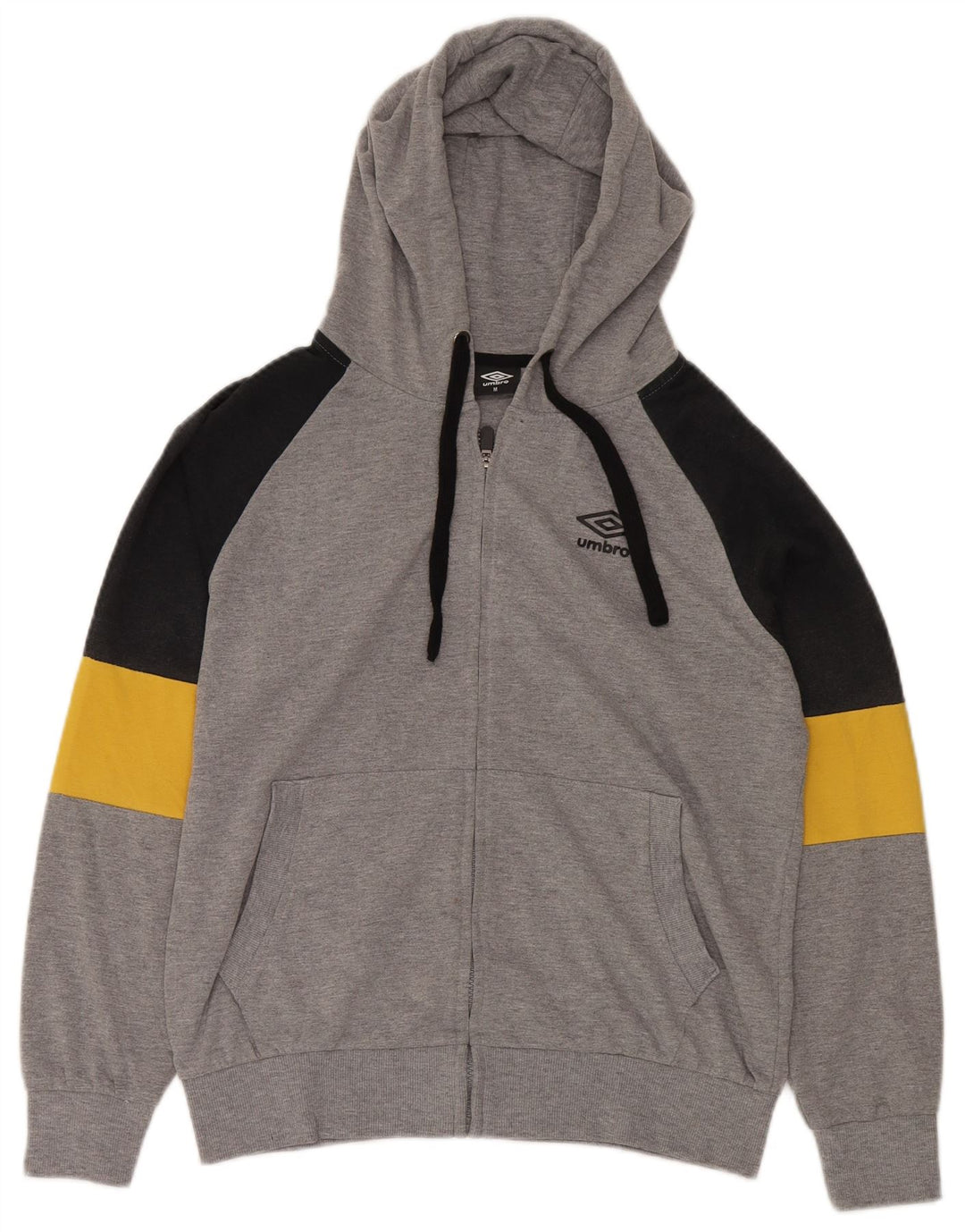 UMBRO Maglione con cappuccio e zip da uomo in cotone color block grigio medio