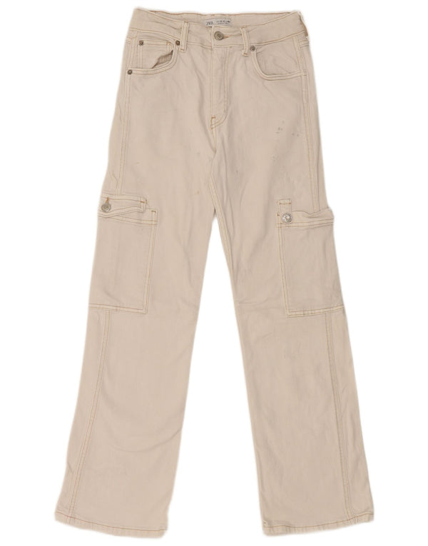 Jeans dritti cargo per ragazze Zara 13-14 anni W24 L27 Bianco