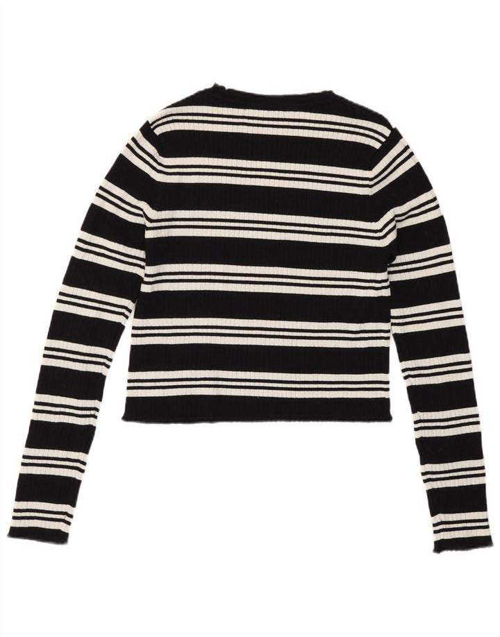 Top corto da donna Zara a maniche lunghe UK 12 medio nero a righe