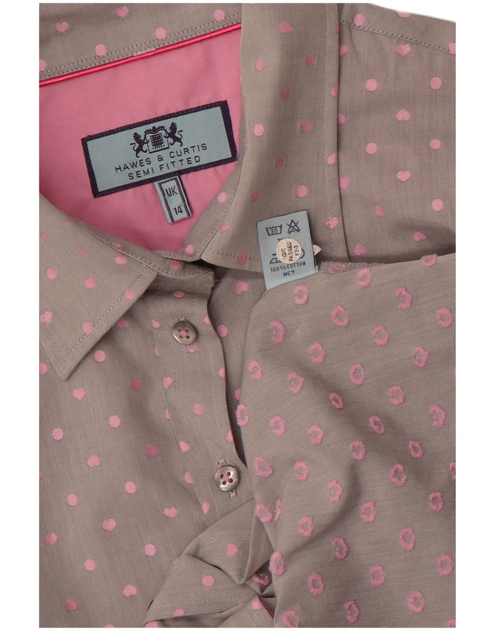 Camicia da donna Hawes & Curtis UK 14 grande grigio maculato