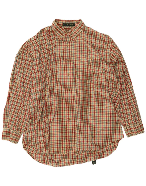 Camicia Orvis da uomo vestibilità ampia XL in cotone a quadri beige