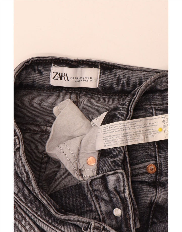 Jeans slim invecchiati da donna Zara EU 38 piccoli W28 L34 cotone grigio