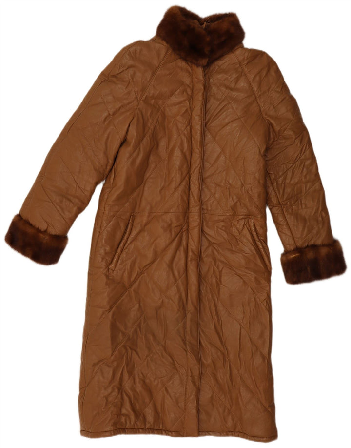 VINTAGE Womens Overcoat IT 42 Medium Brown