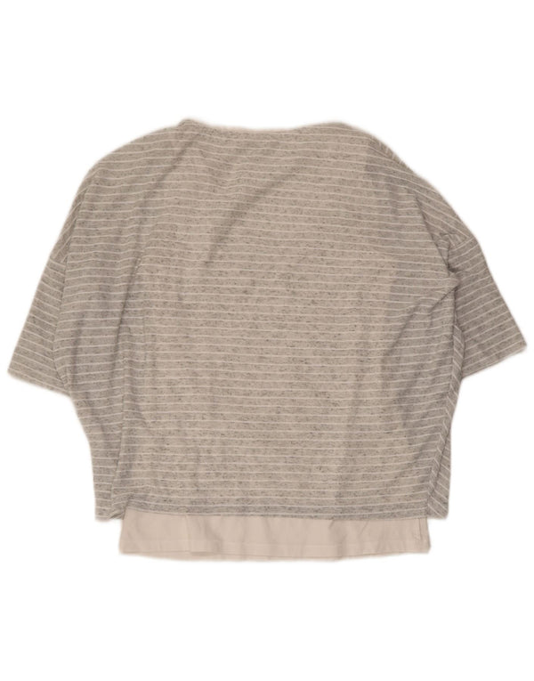 PHASE EIGHT Womens Loose Fit Blouse Top UK 10 Small Grey Pinstripe