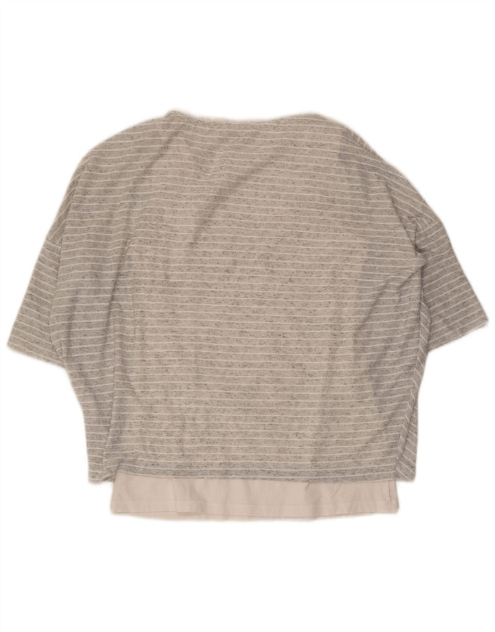 PHASE EIGHT Womens Loose Fit Blouse Top UK 10 Small Grey Pinstripe