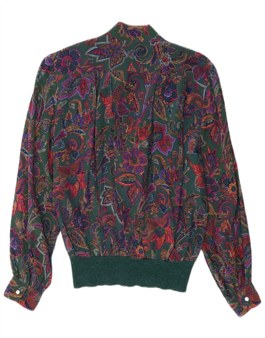 Camicetta pullover da donna Santini UK 14 grande verde floreale