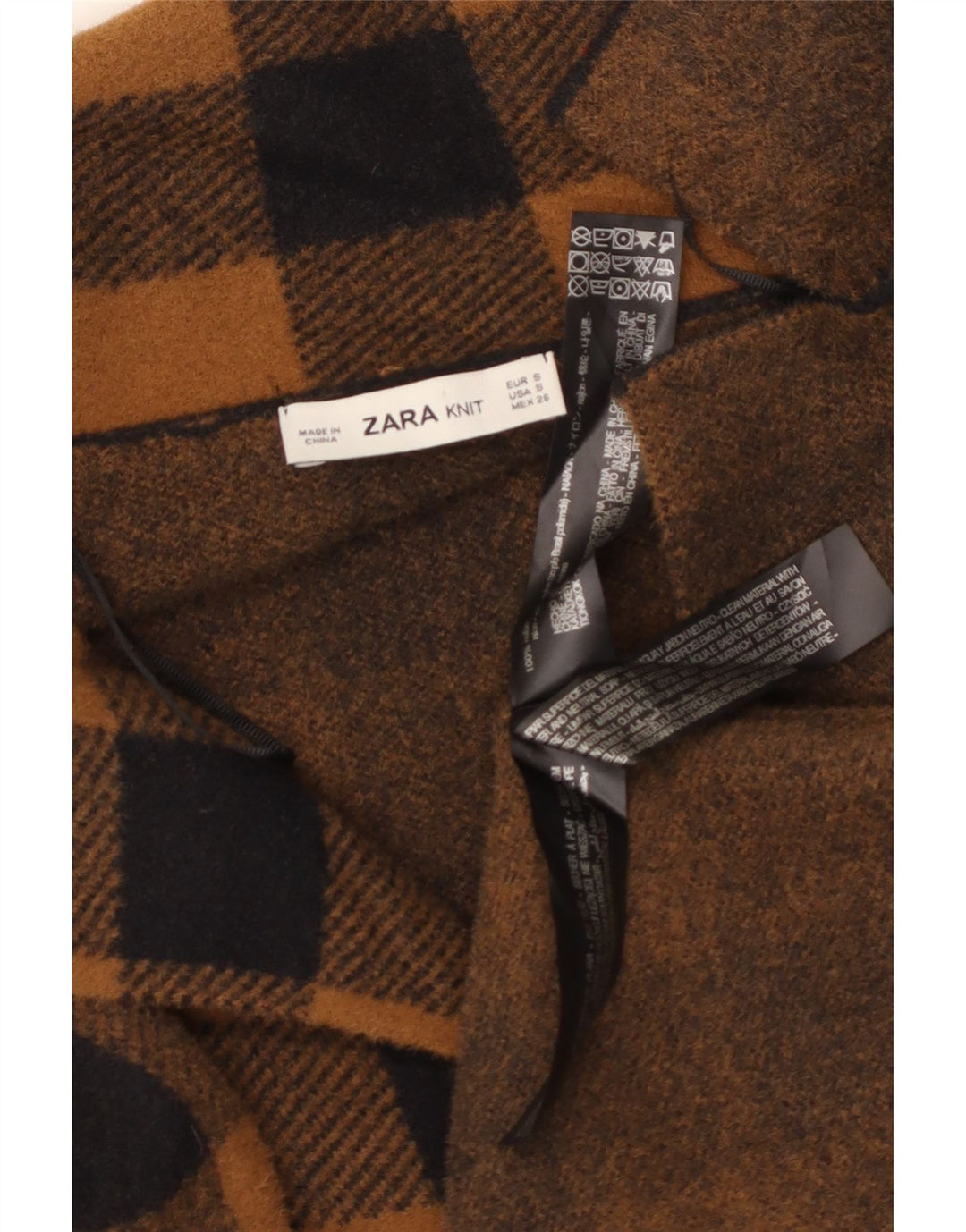 Soprabito oversize da donna Zara UK 10 piccolo nylon a quadretti marrone