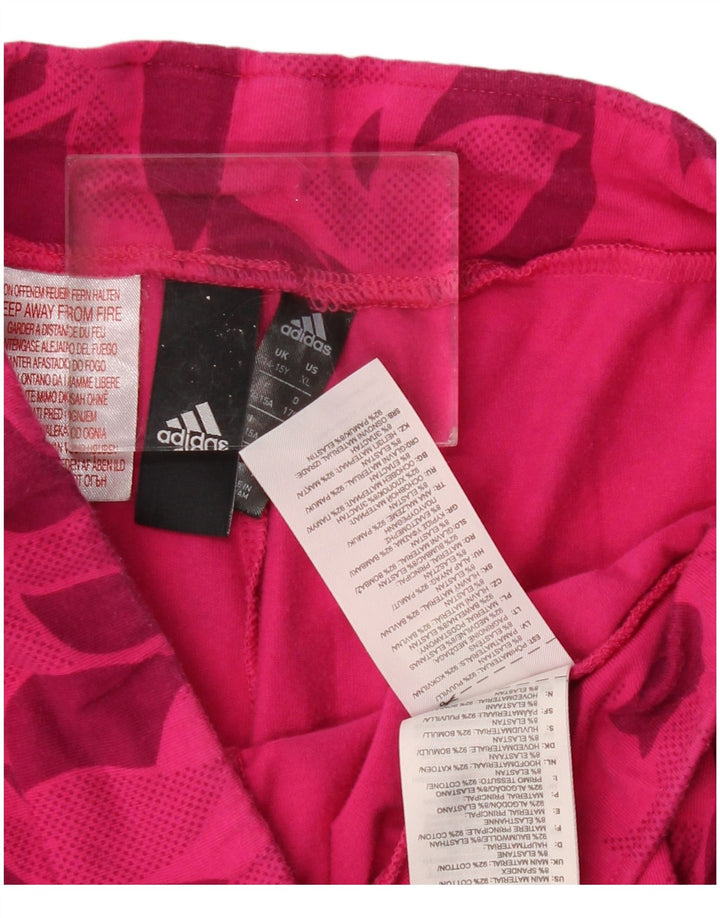 Leggings grafici ADIDAS per ragazze 14-15 anni in cotone floreale rosa