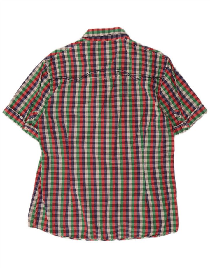 GARCIA Camicia a maniche corte slim fit da uomo XL a quadretti multicolore